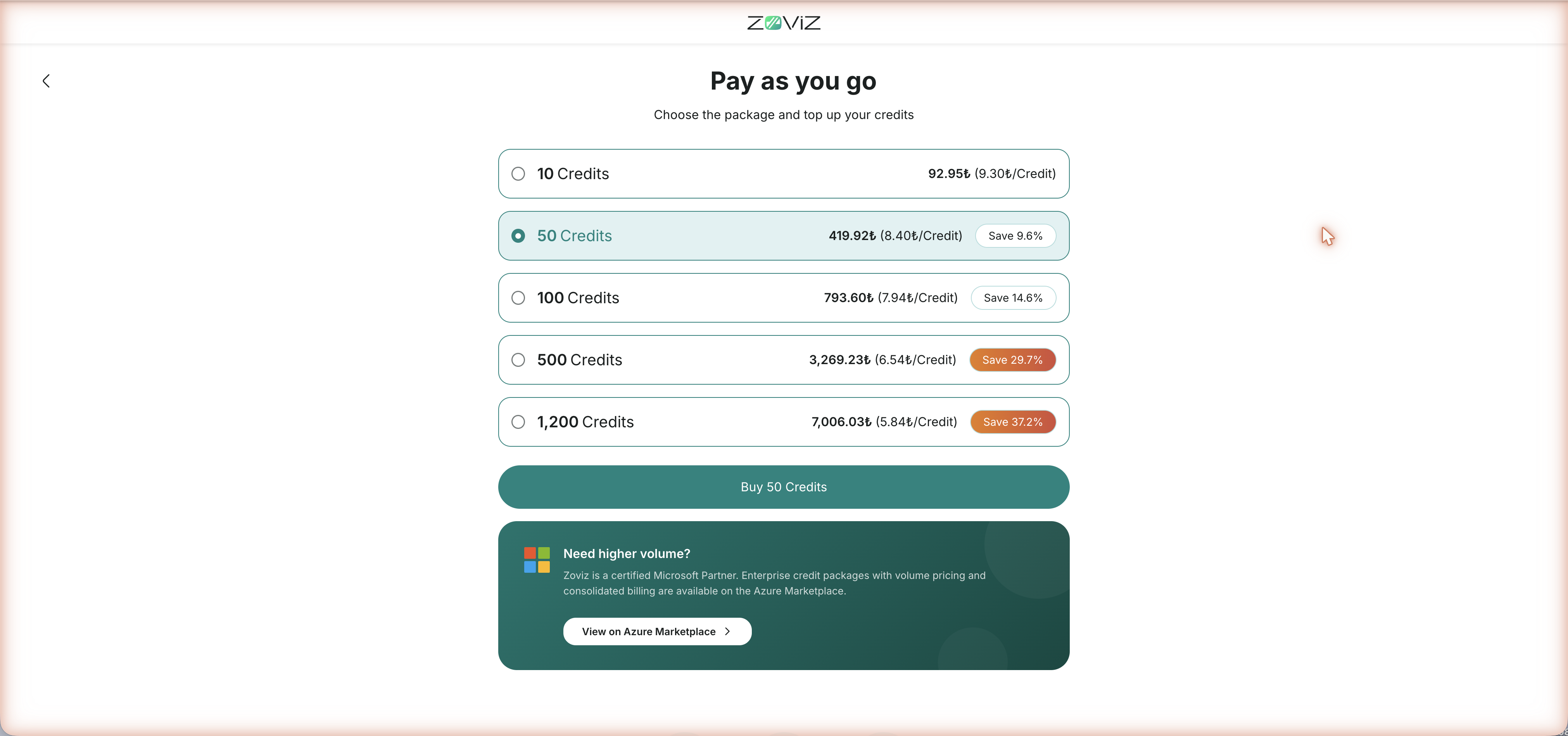 Pay-as-you-go credit packages