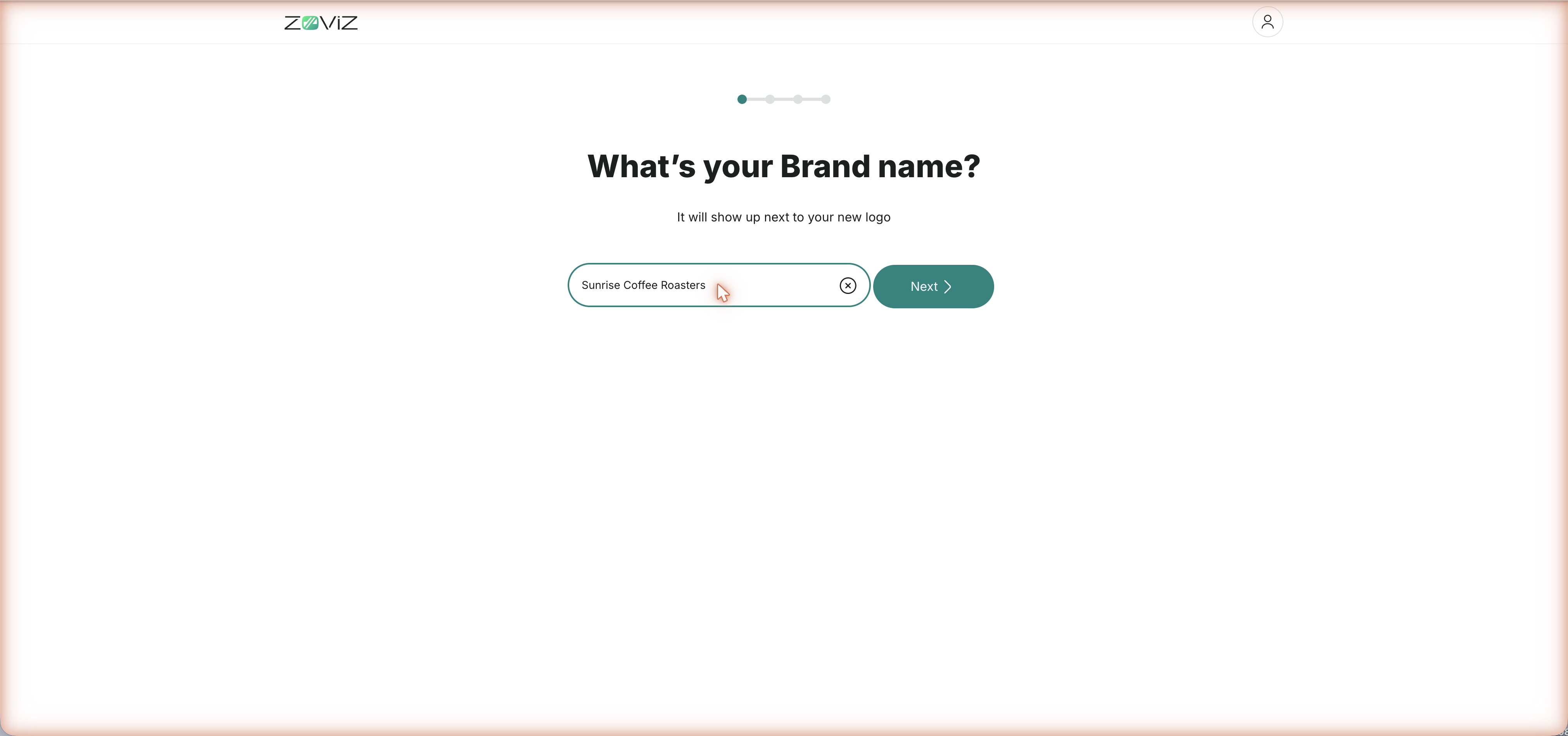 The wizard starts with your brand name