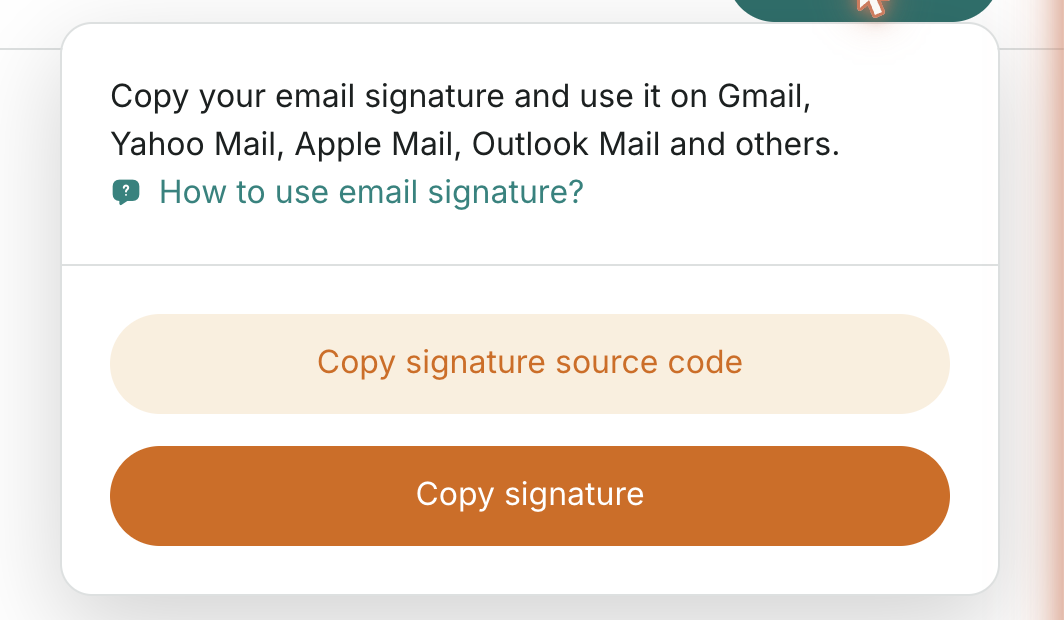 Copy the signature — or its HTML source