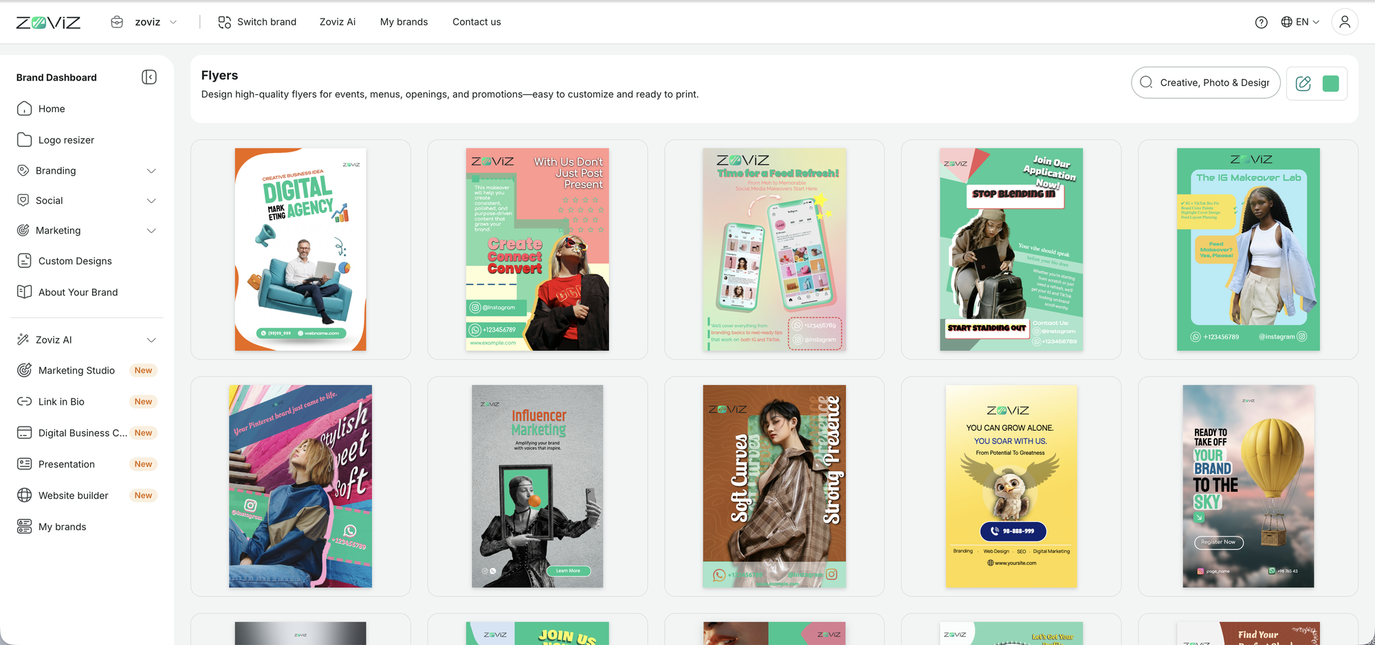 The Flyers gallery — promotional templates in your brand