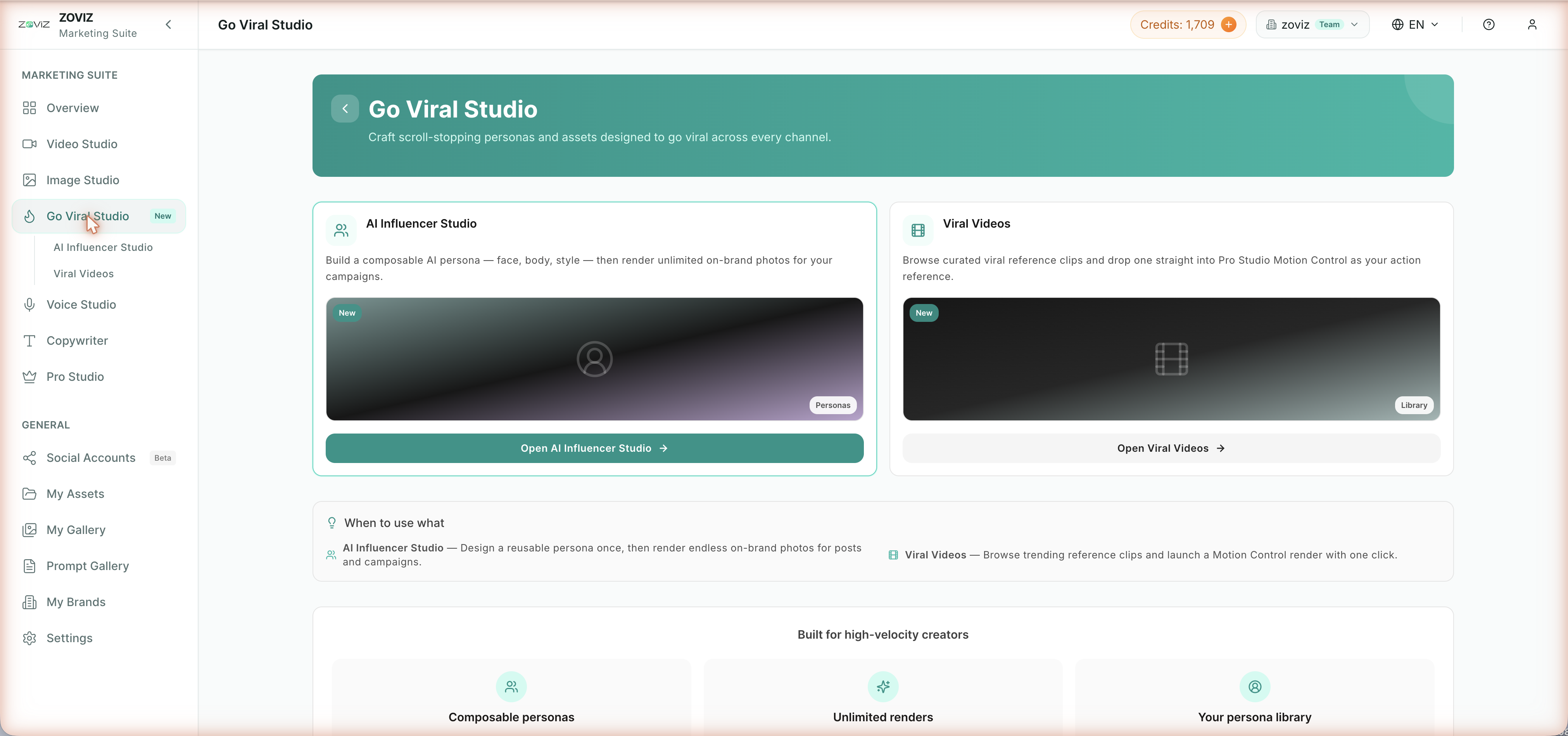 Go Viral Studio — AI Influencer Studio and the Viral Videos library
